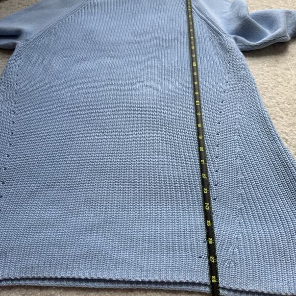 Lands’ End Pastel Blue Cotton Cowl Neck Sweater XL Longline Tunic Raglan Cozy - Picture 11 of 12